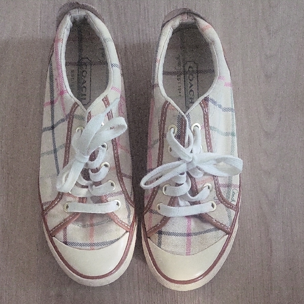 Coach Plaid Sneakers - White and Pink